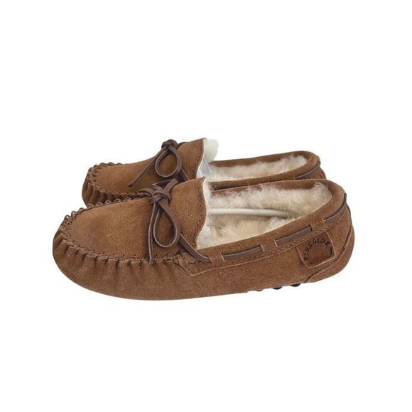 Fireside By Dearfoams Parke Genuine Shearling Moccasin Slipper Size 35 EU Kids - Picture 3 of 10